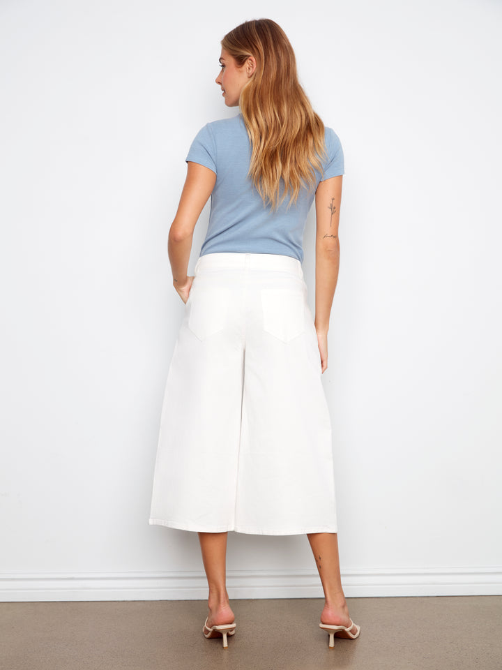 Cropped Colored Twill Palazzo Pants