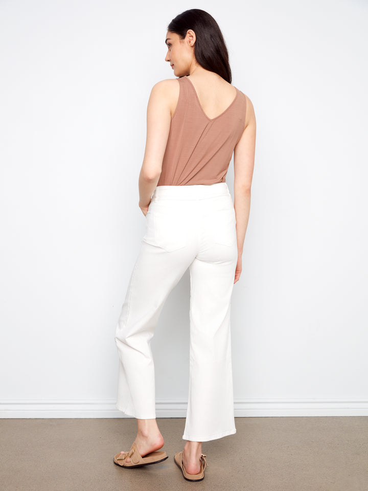 Belted Wide Leg Twill Pants