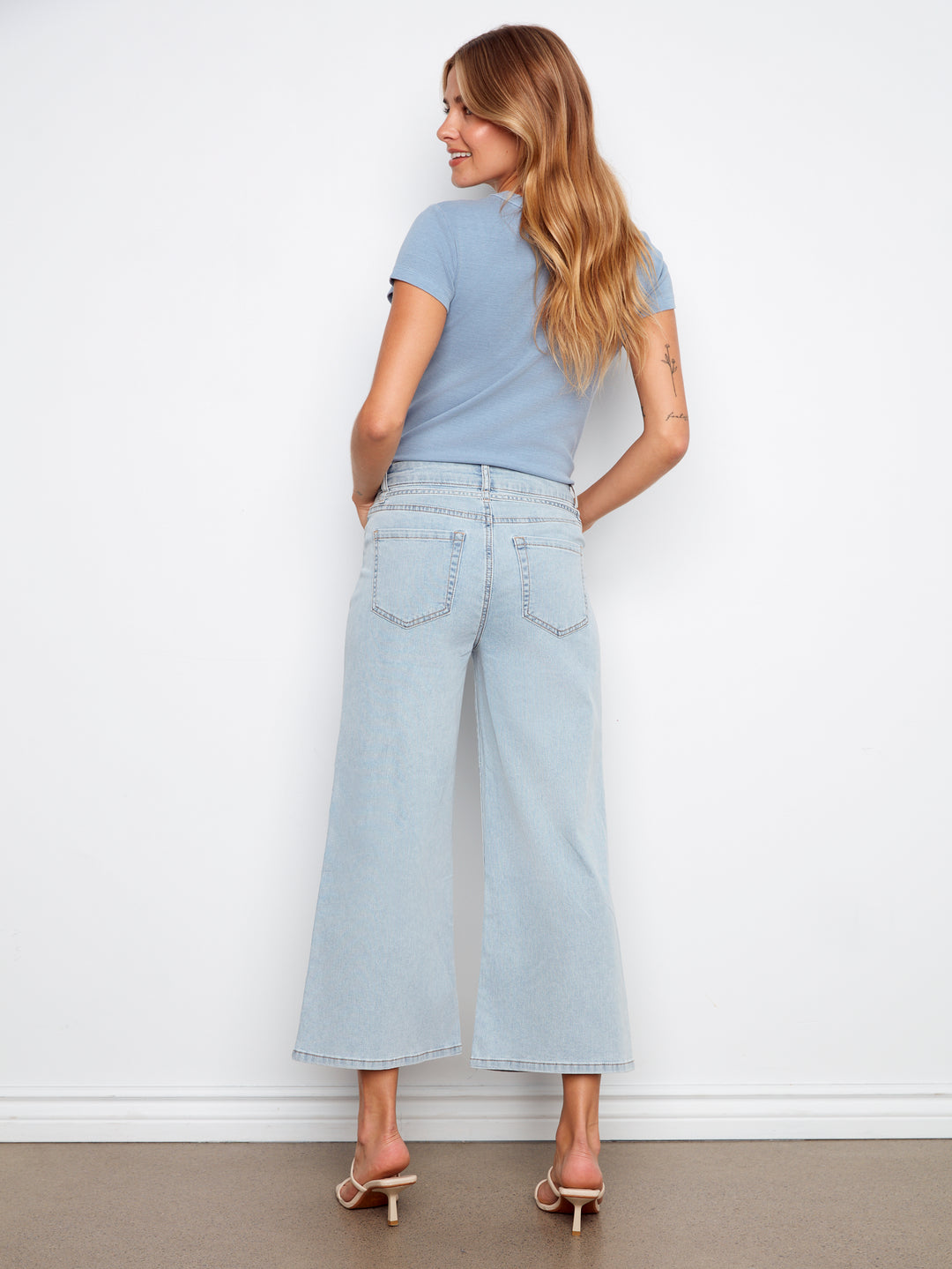 Belted Cropped Wide Leg Jeans