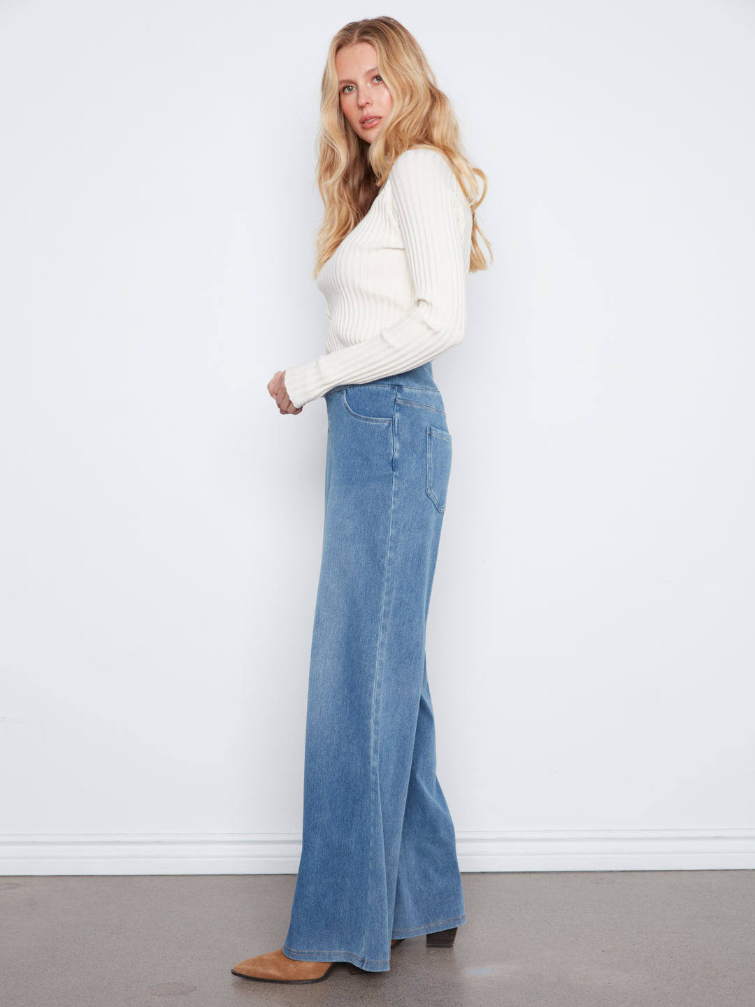 Knit Pull On Wide Leg Pants
