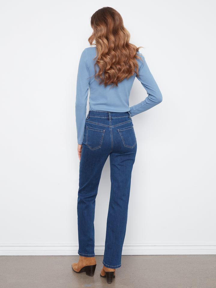 Floral Embroidered Straight Leg Denim Pants