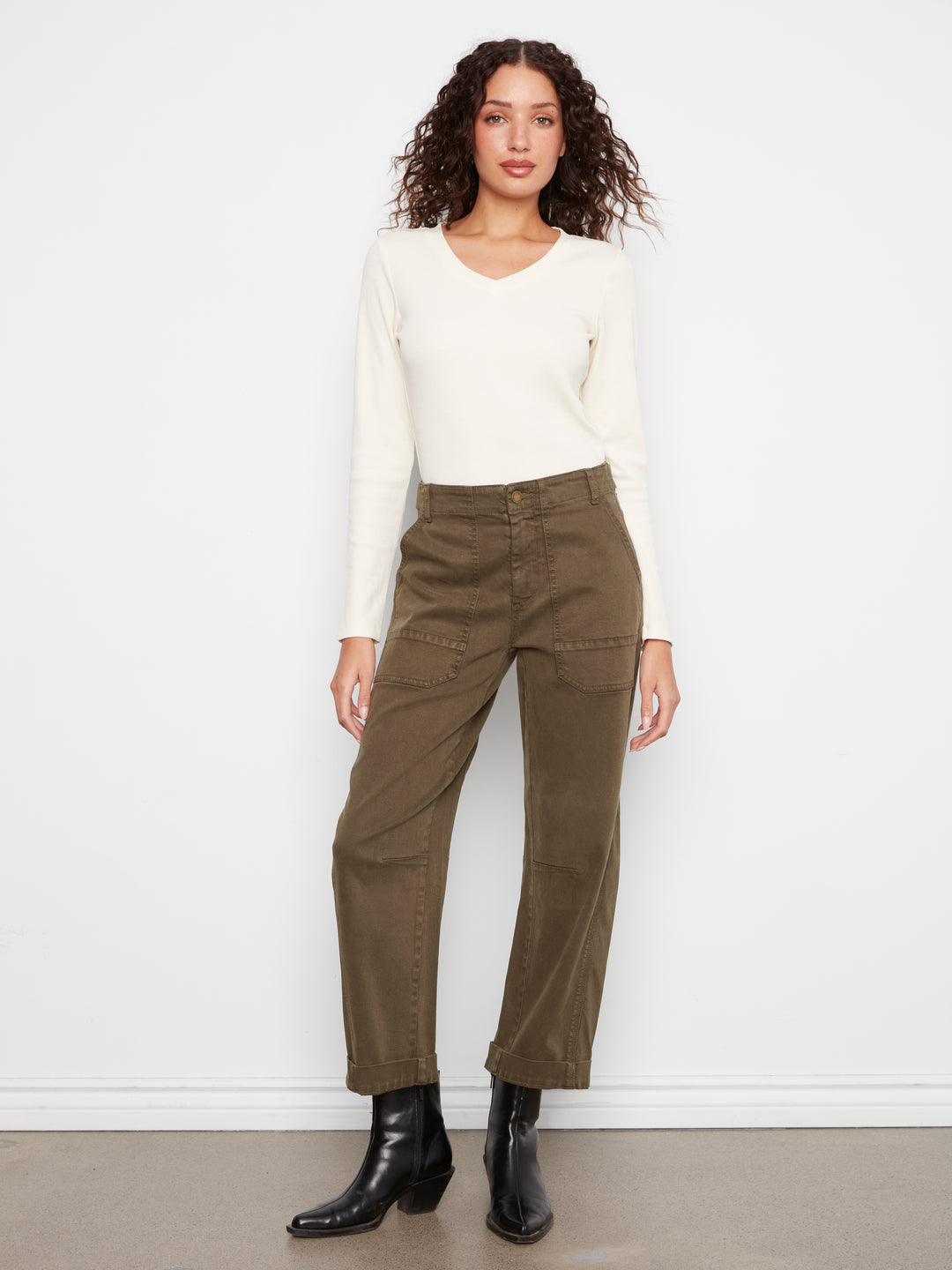 Smooth Twill Barrel Leg Pants