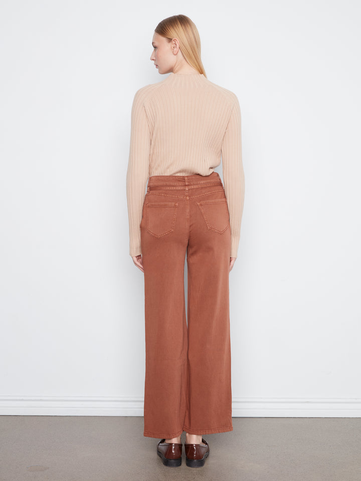 Stretch Twill Wide Leg Belted Pant