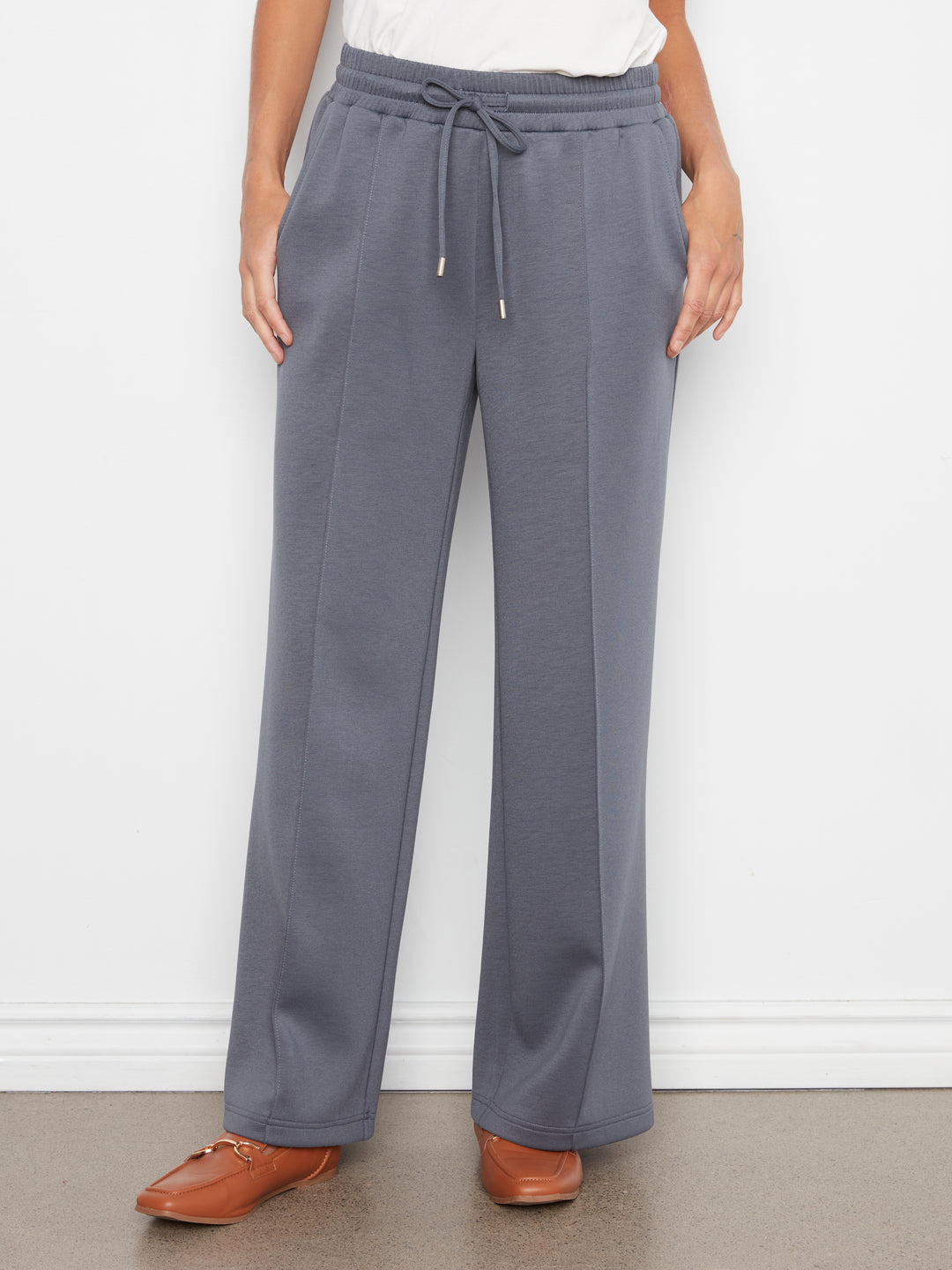 Wide Leg Pin Tuck Pants With Elasticated Waist