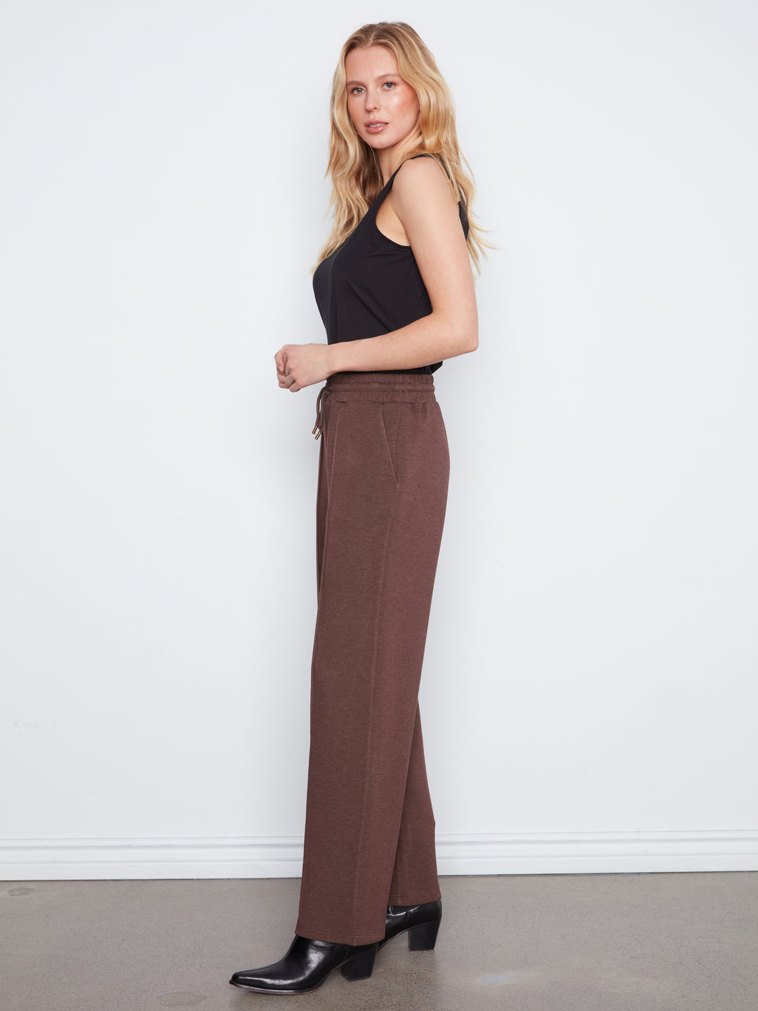 Wide Leg Pin Tuck Pants With Elasticated Waist