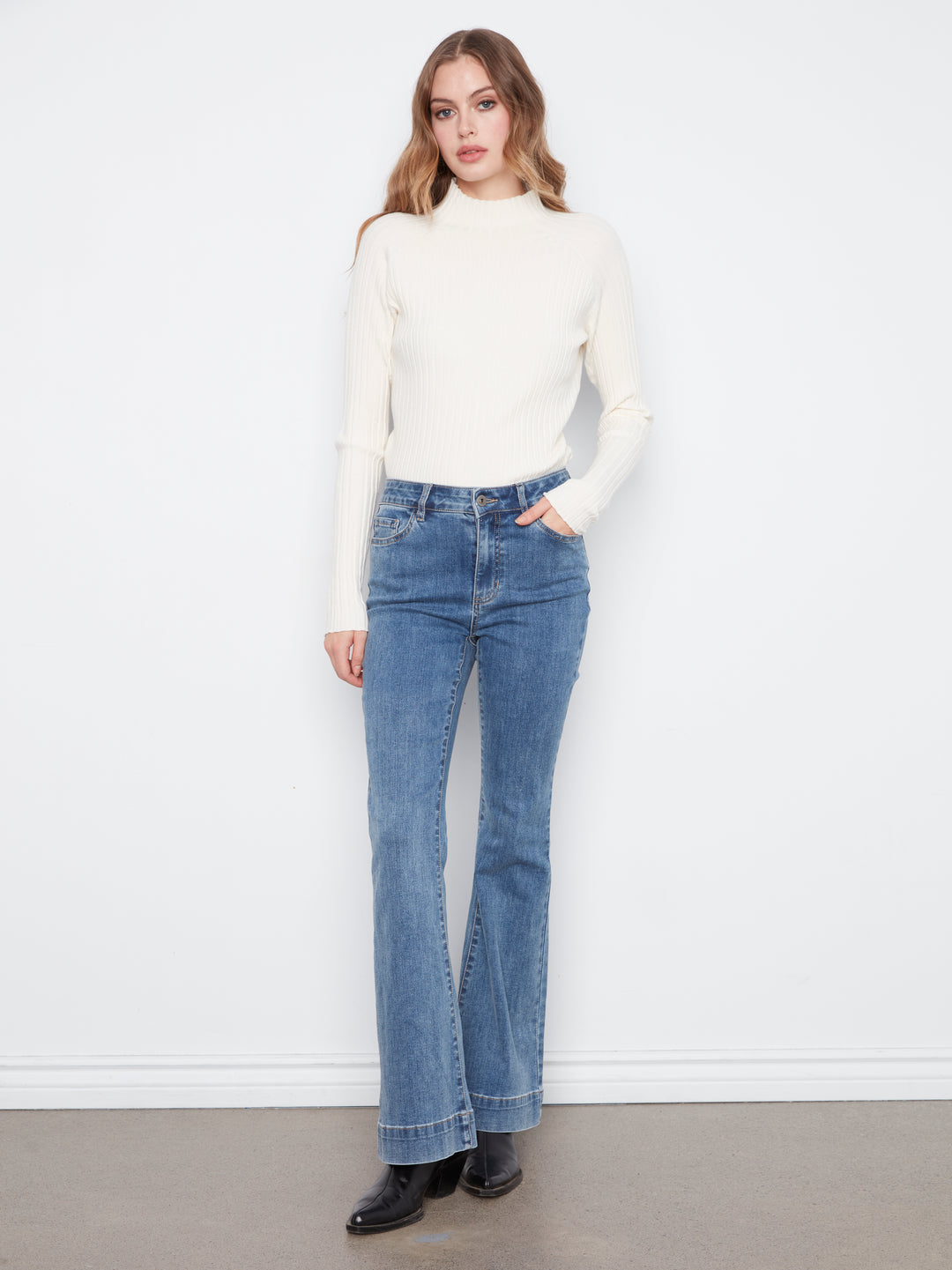 Flare Leg Stretch Denim Pants