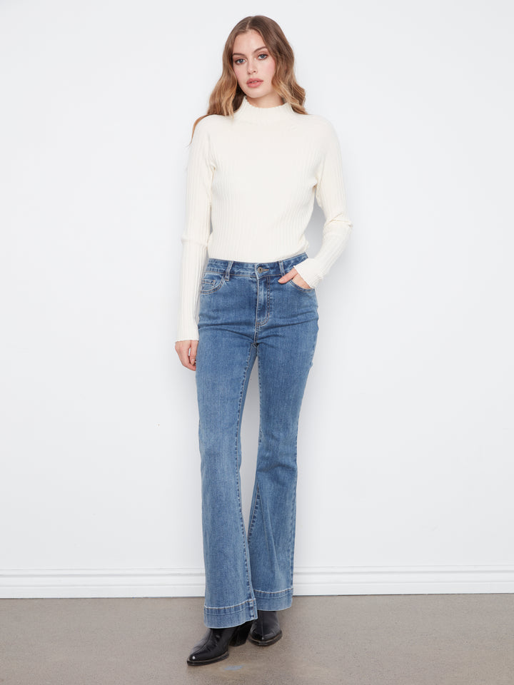 Flare Leg Stretch Denim Pants