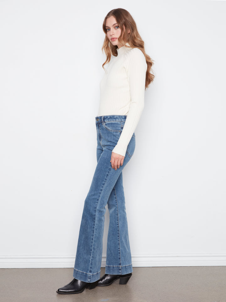 Flare Leg Stretch Denim Pants