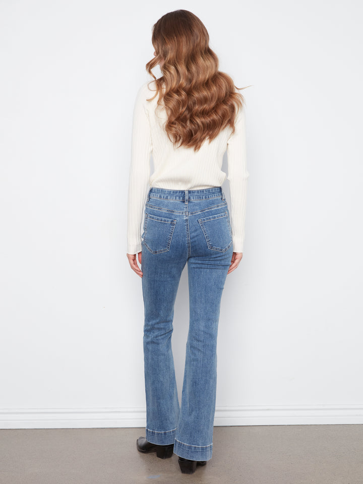 Flare Leg Stretch Denim Pants
