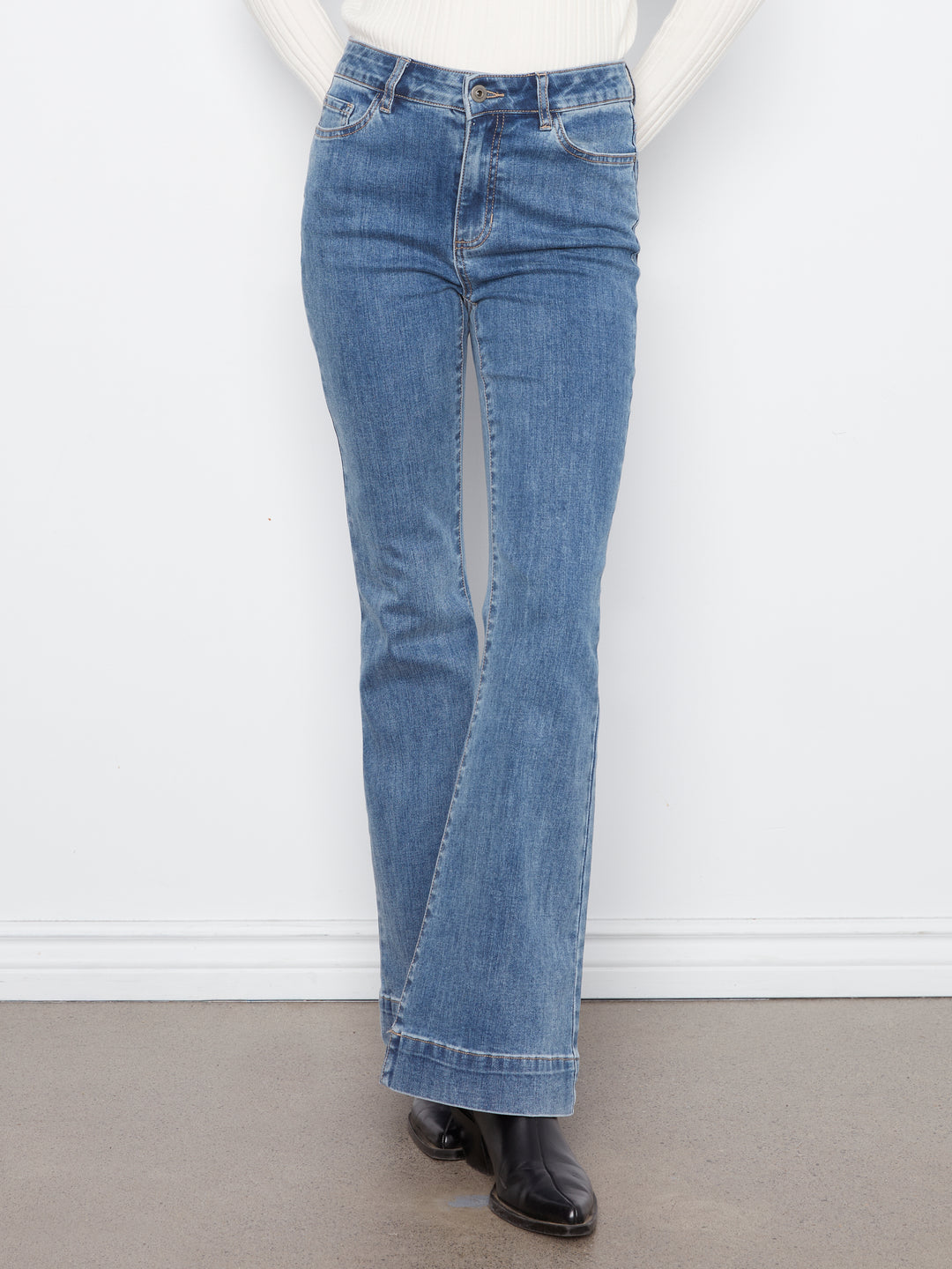 Flare Leg Stretch Denim Pants