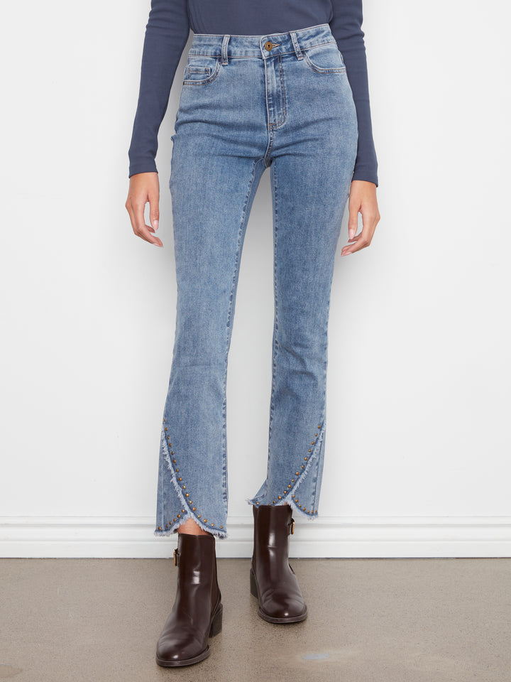 Slim Leg Front Tulip Pants With Studs