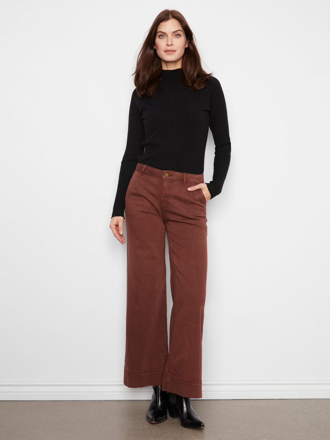 Smooth Twill Wide Leg Pants