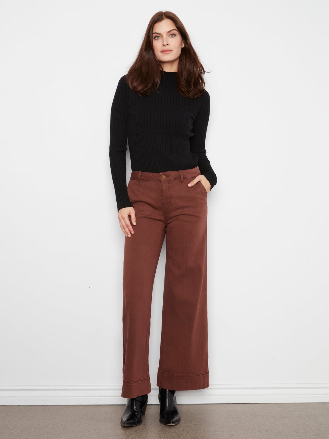 Smooth Twill Wide Leg Pants