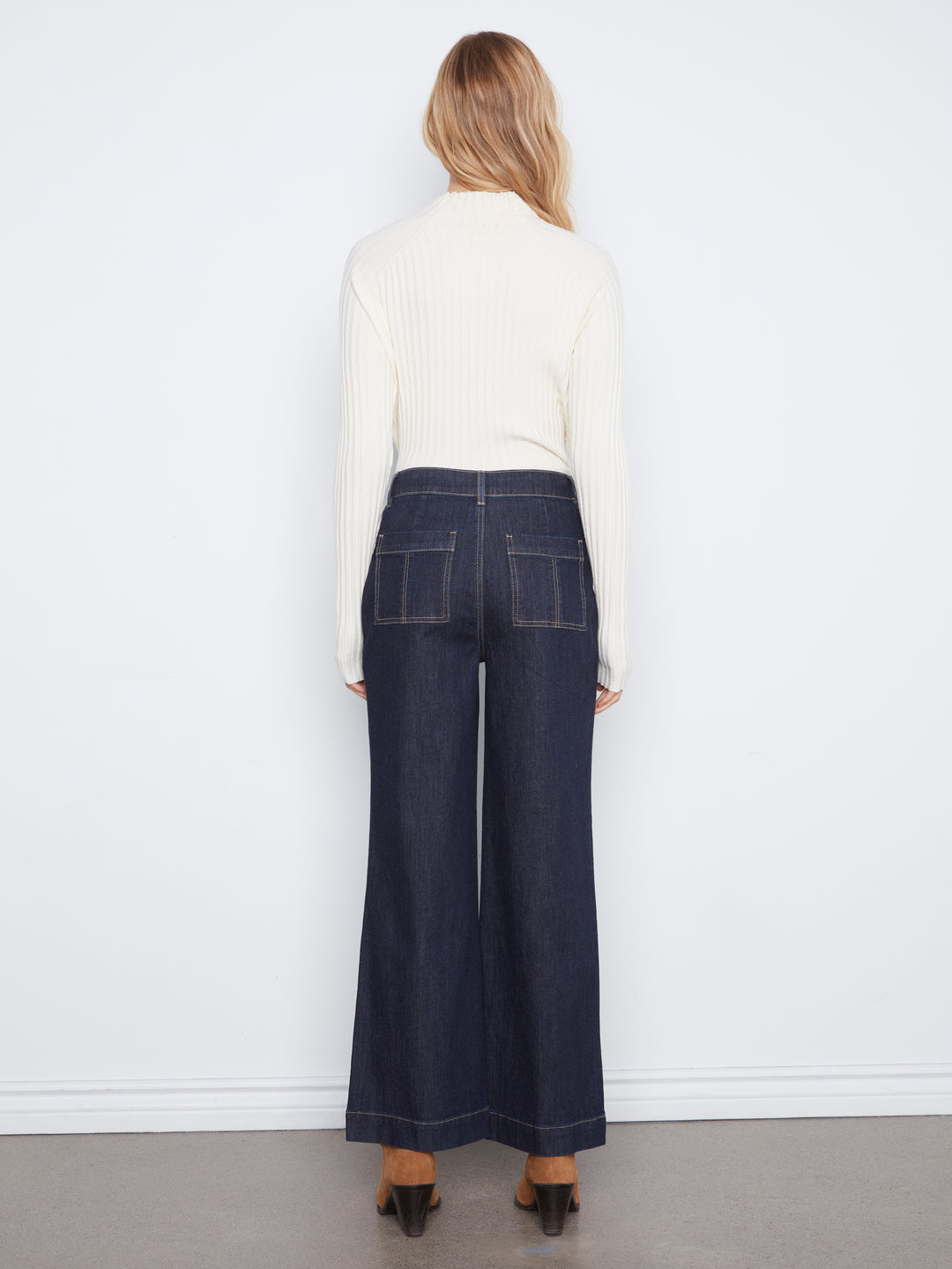 Wide Leg Button Front Pants With Patch Pockets