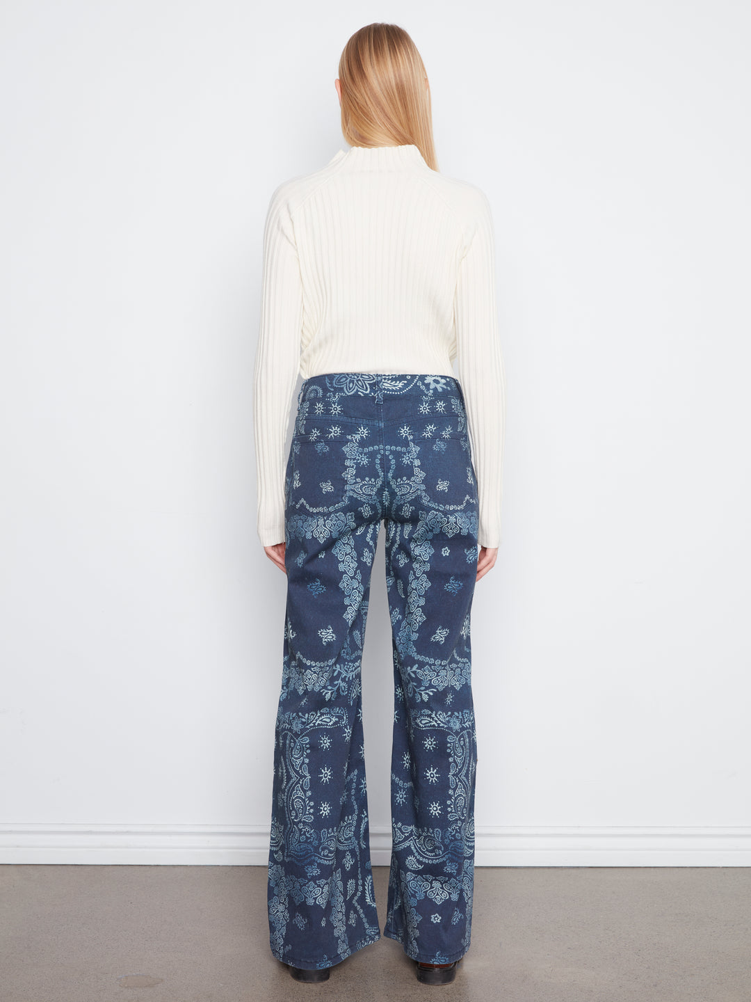 Long Wide Leg Printed Twill Pants