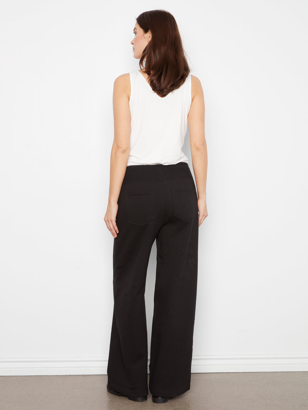 Wide Leg French Terry Pants With Elasticated Waistband