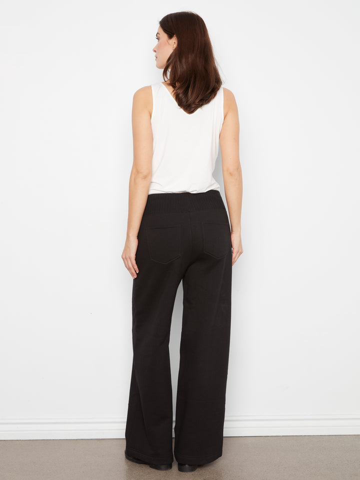 Wide Leg French Terry Pants With Elasticated Waistband