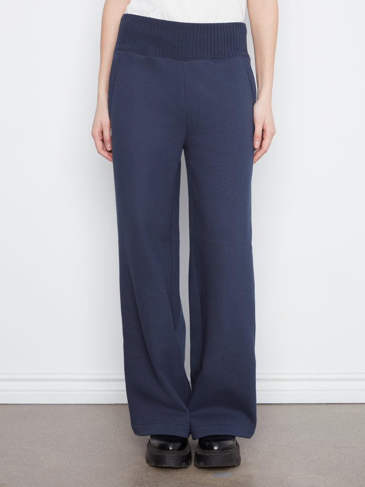 Wide Leg French Terry Pants With Elasticated Waistband