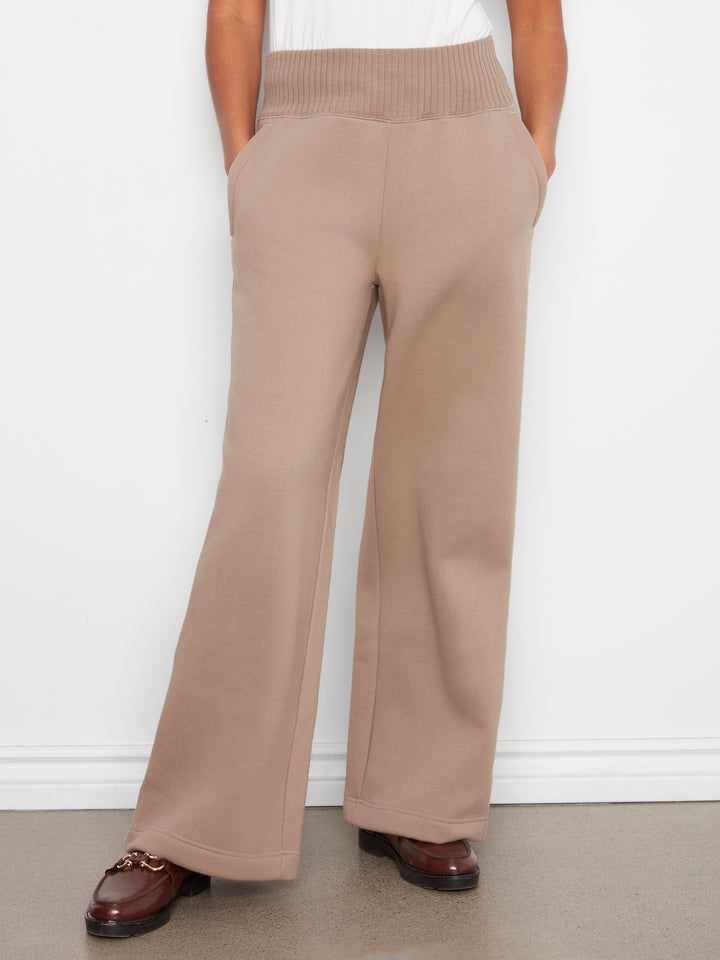 Wide Leg French Terry Pants With Elasticated Waistband