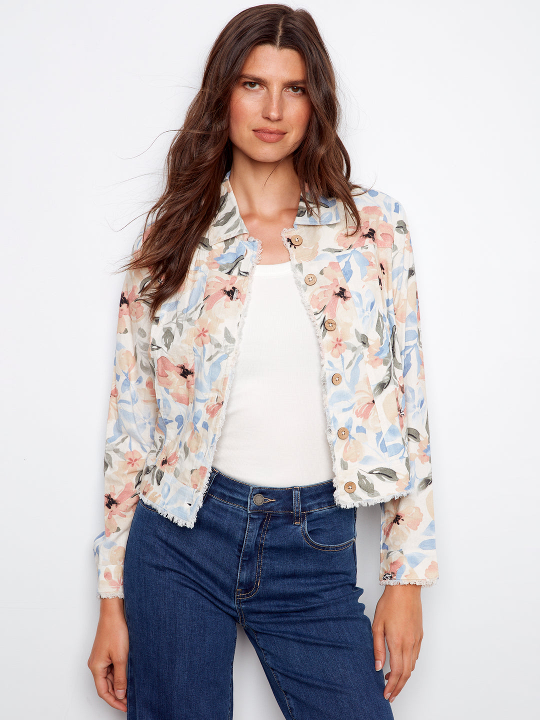 Printed Linen Blend Jacket