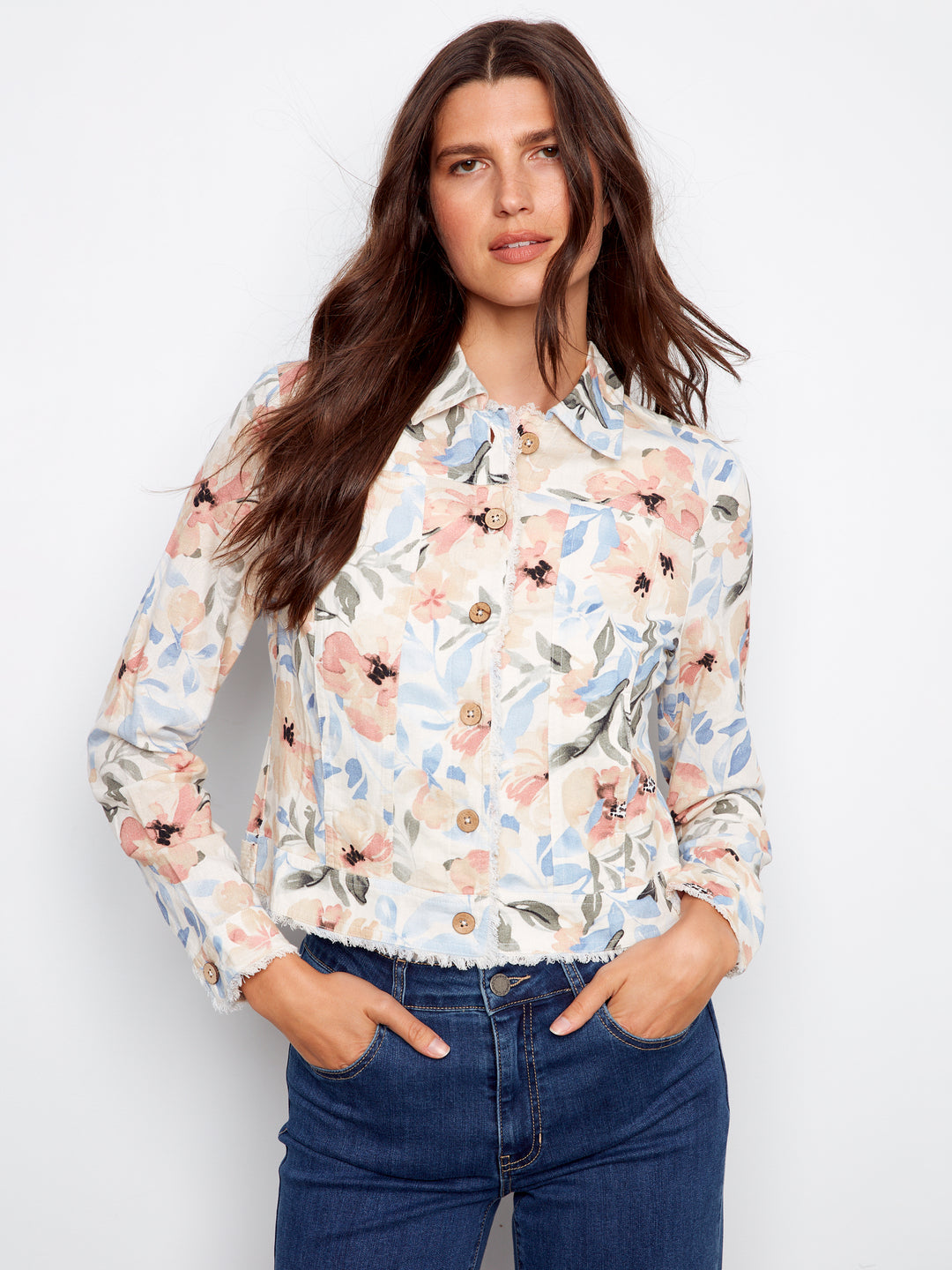 Printed Linen Blend Jacket