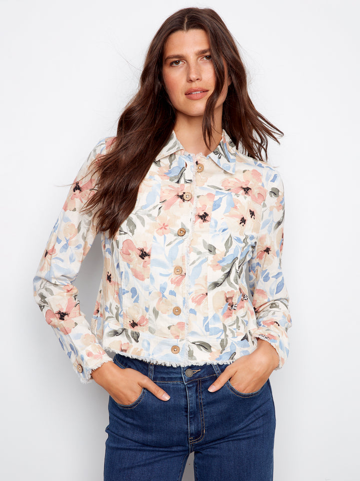 Printed Linen Blend Jacket