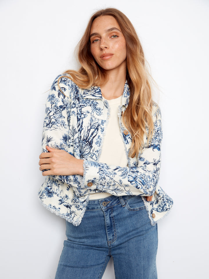 Printed Linen Blend Jacket
