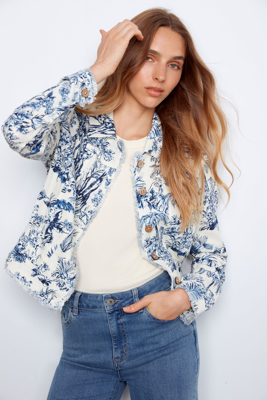Printed Linen Blend Jacket