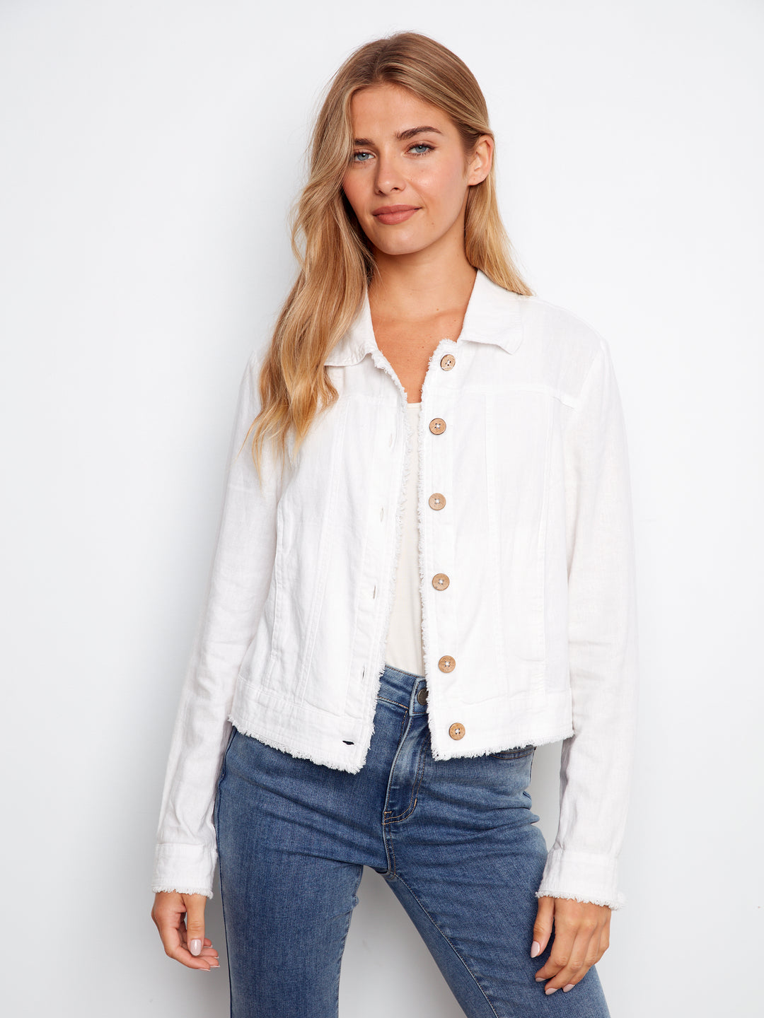 Linen Jacket With Frayed Hem