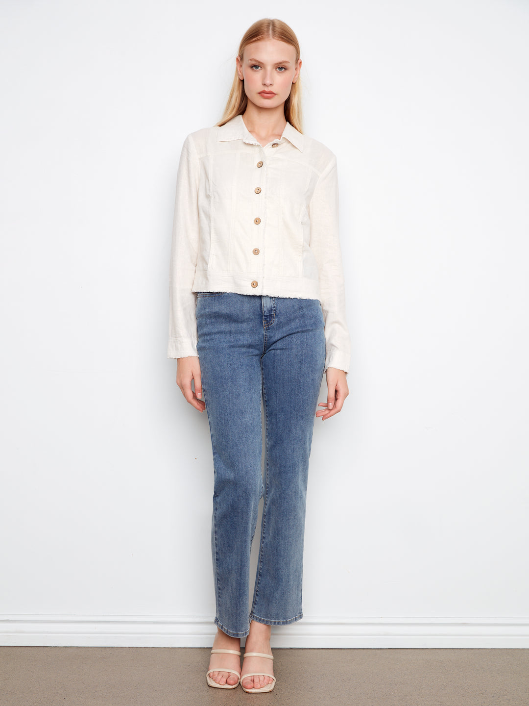 Foil Print Linen Jacket