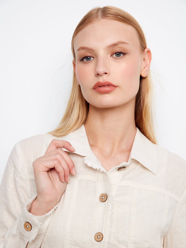 Foil Print Linen Jacket