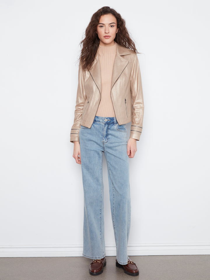 Foil Vintage Faux Leather Jacket