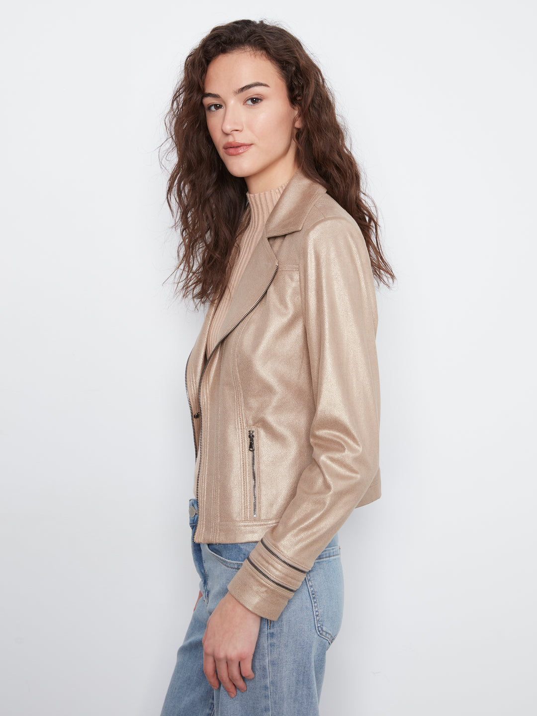 Foil Vintage Faux Leather Jacket