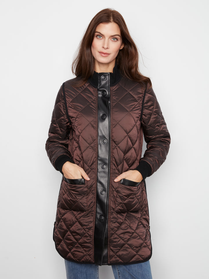 Reversible Solid/Jacquard Quilted Puffer