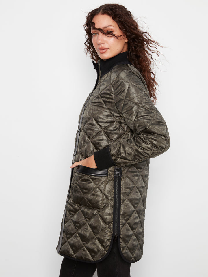 Reversible Solid/Jacquard Quilted Puffer