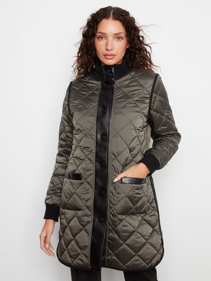 Reversible Solid/Jacquard Quilted Puffer
