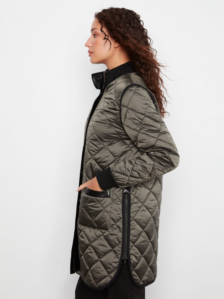 Reversible Solid/Jacquard Quilted Puffer