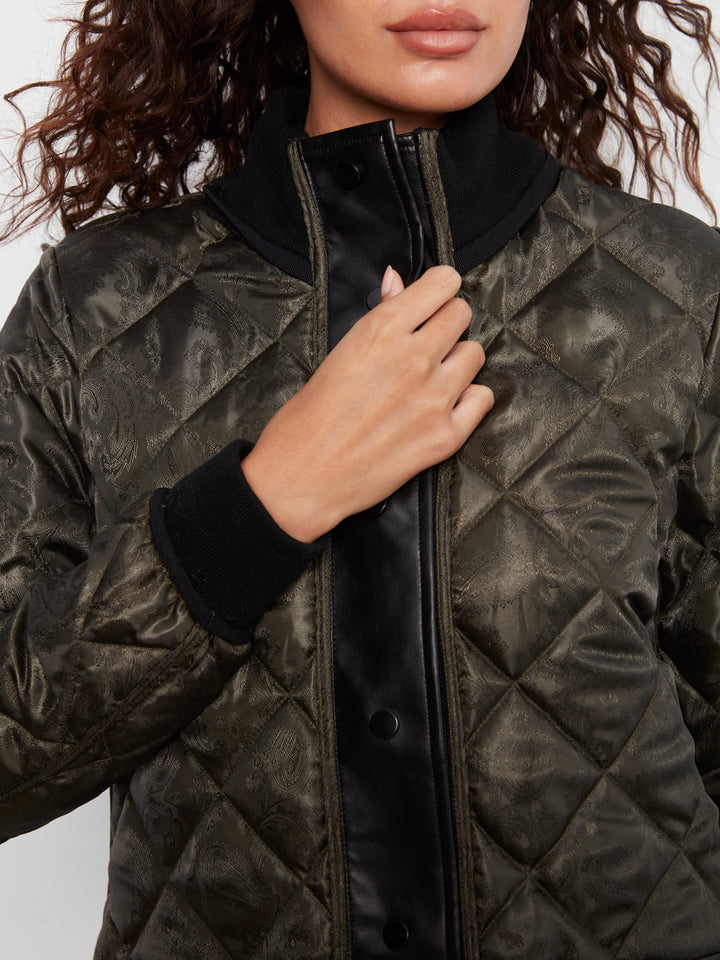 Reversible Solid/Jacquard Quilted Puffer