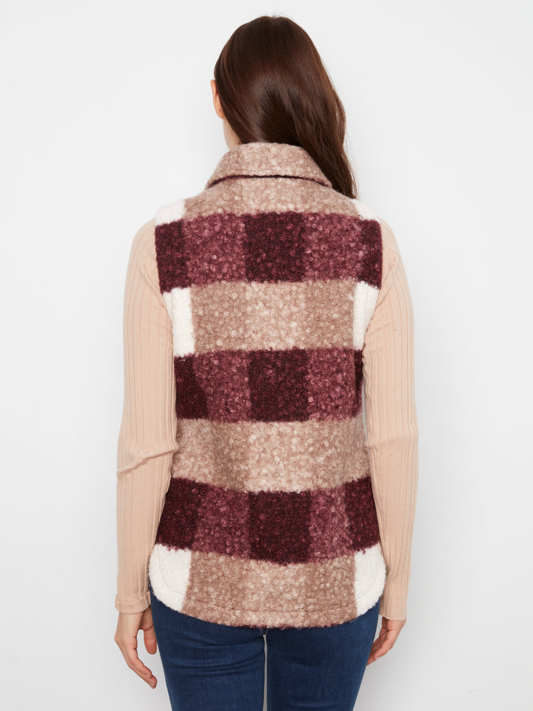 Plaid Boucle Knit Vest Jacket