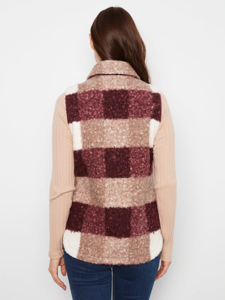 Plaid Boucle Knit Vest Jacket
