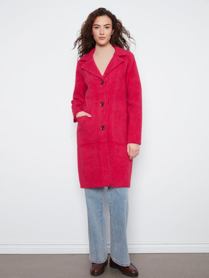 Knit Coatigan With Patch Pockets