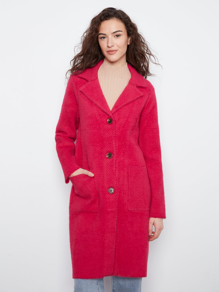 Knit Coatigan With Patch Pockets