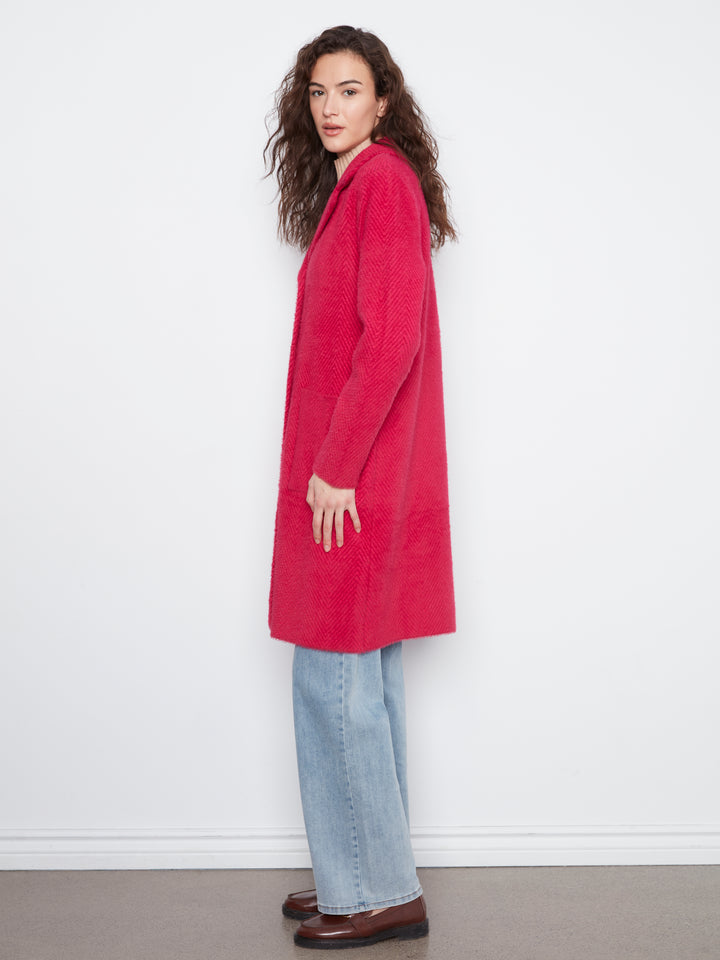 Knit Coatigan With Patch Pockets