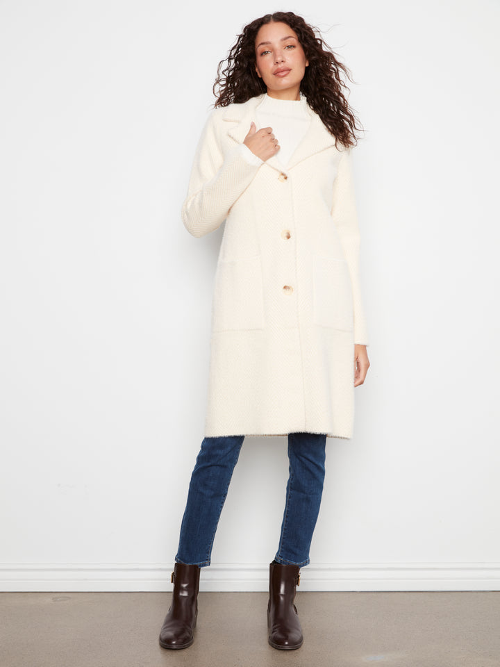 Knit Coatigan With Patch Pockets