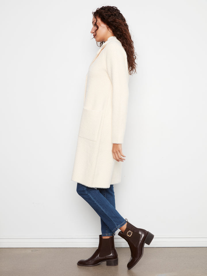 Knit Coatigan With Patch Pockets