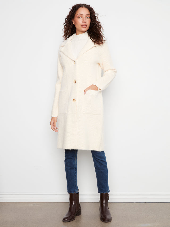 Knit Coatigan With Patch Pockets