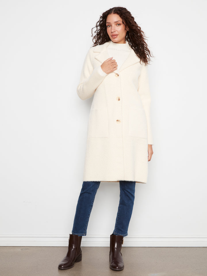 Knit Coatigan With Patch Pockets