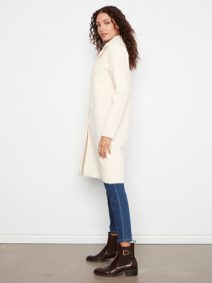 Knit Coatigan With Patch Pockets