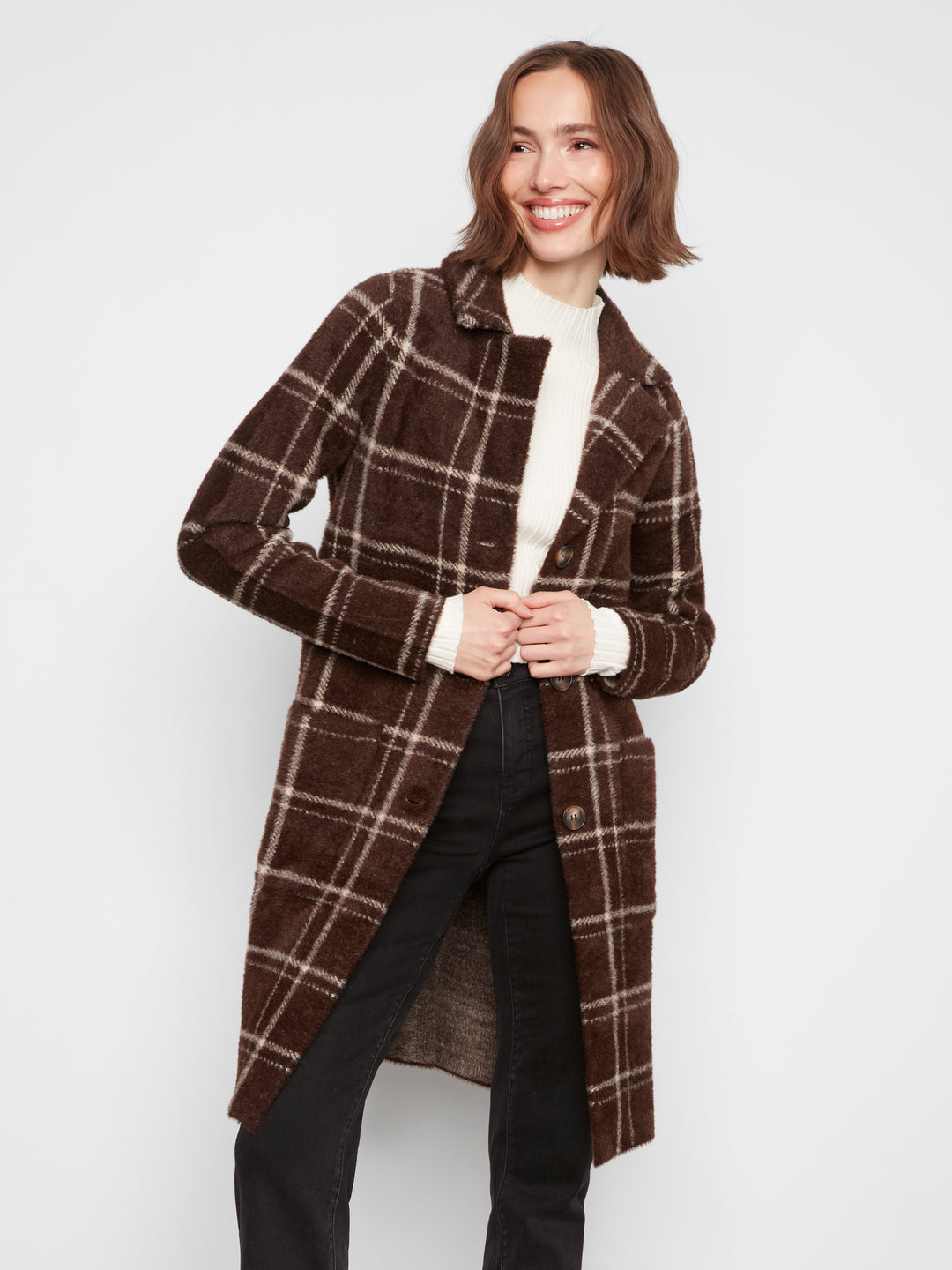 Knit Coatigan With Patch Pockets