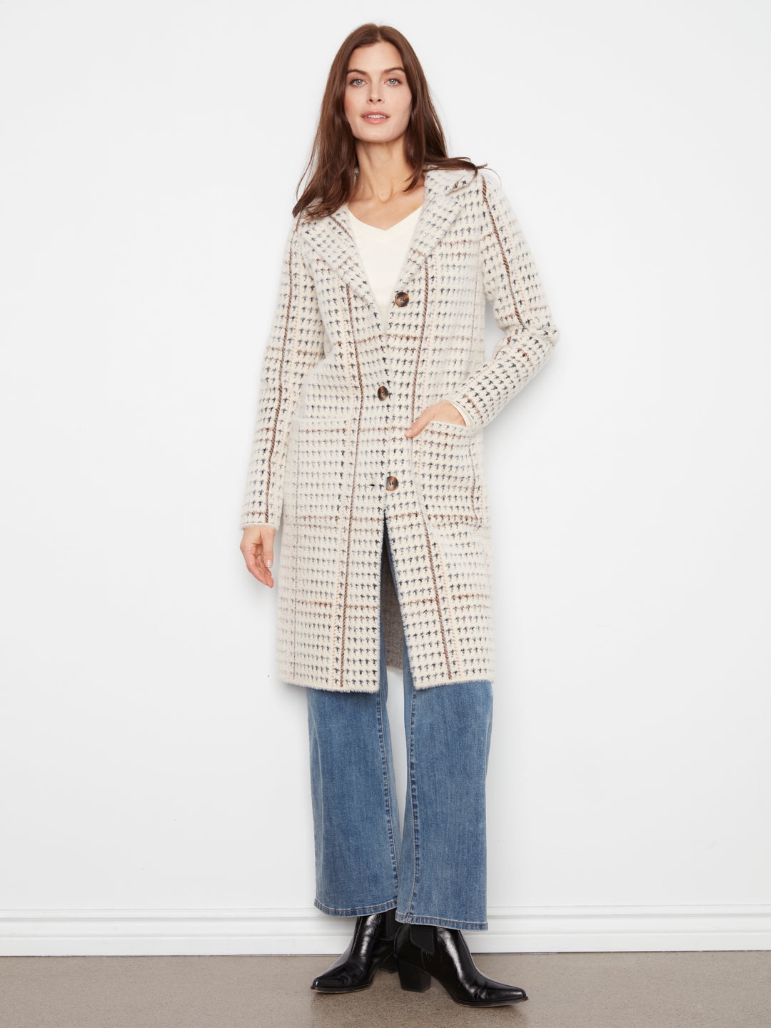 Knit Coatigan With Patch Pockets